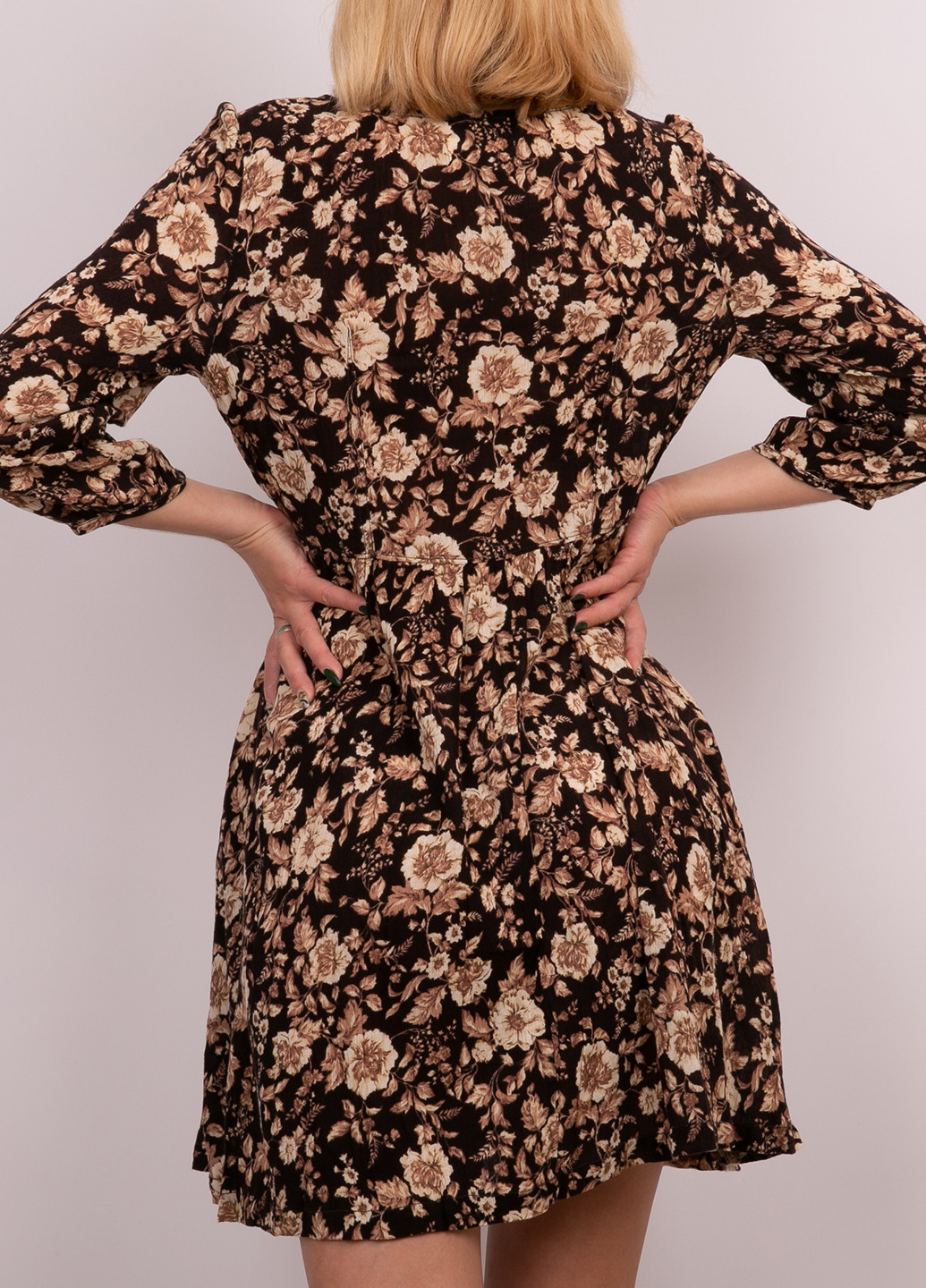 Черное кэжуал платье а-силуэт Ralph Lauren с цветочным принтом