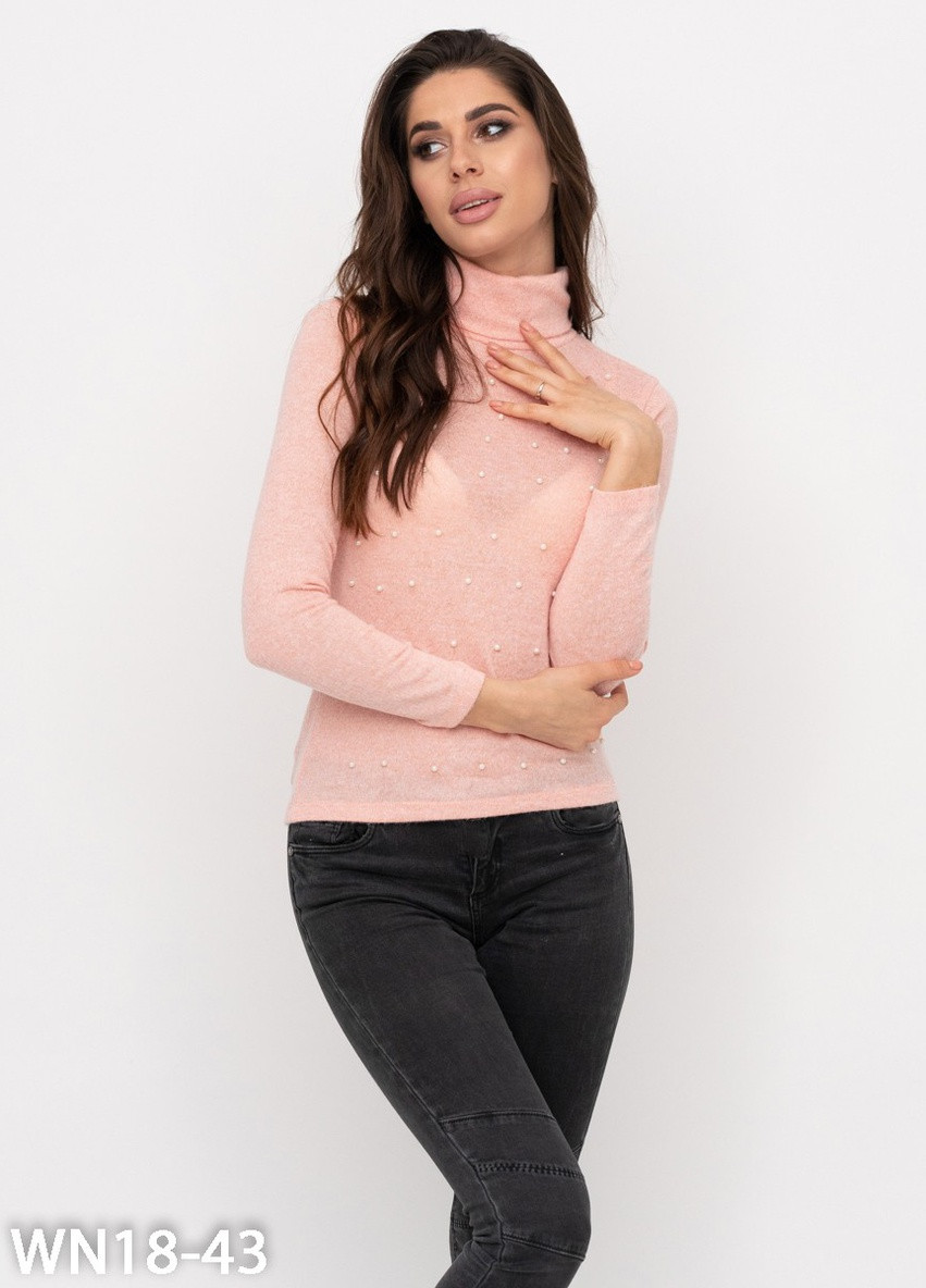 Персиковий демісезонний свитер женский пуловер ISSA PLUS WN18-43