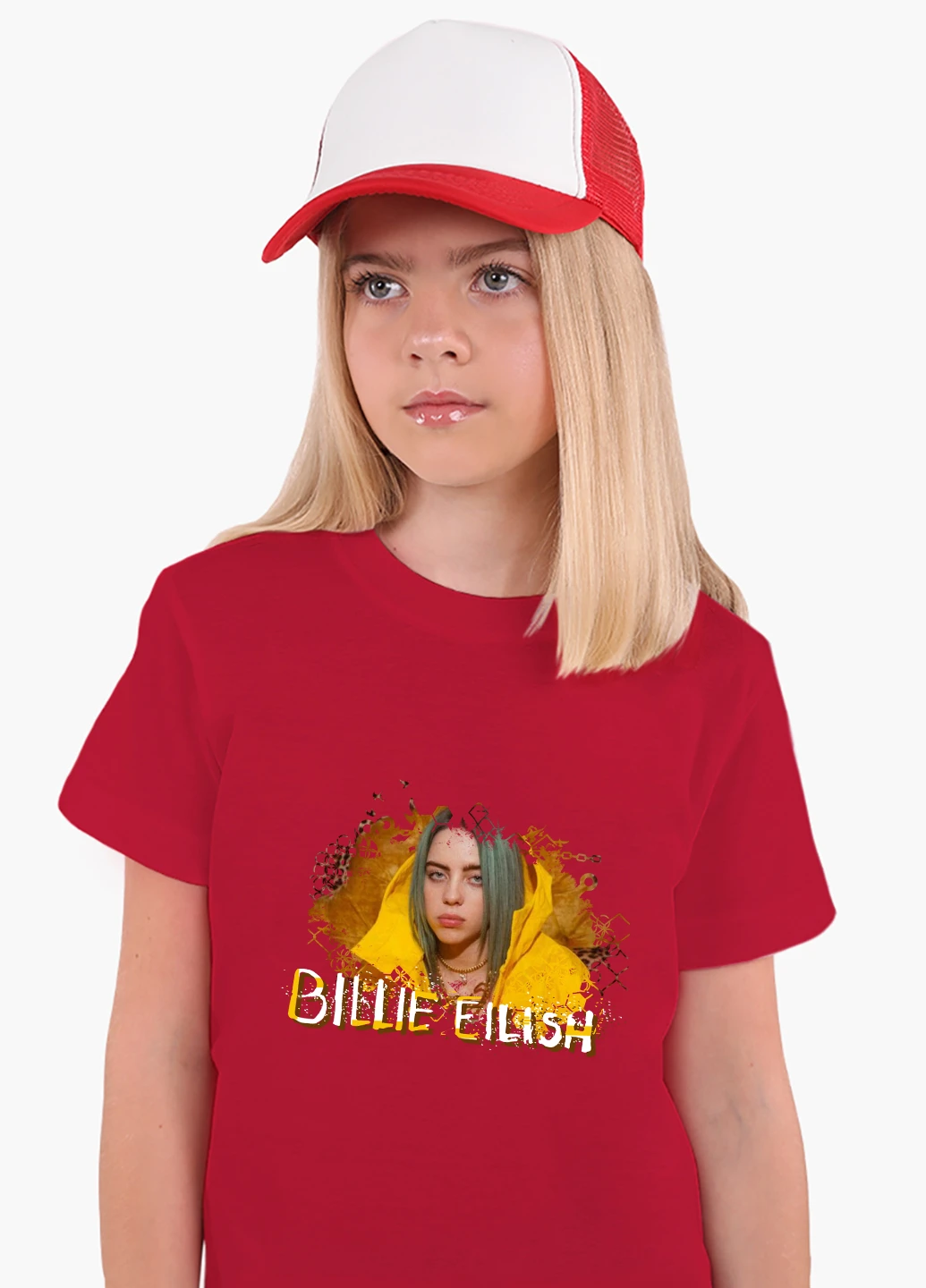 Червона демісезонна футболка дитяча біллі айлиш (billie eilish) (9224-1215) MobiPrint