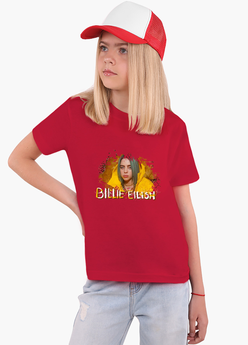 Червона демісезонна футболка дитяча біллі айлиш (billie eilish) (9224-1215) MobiPrint