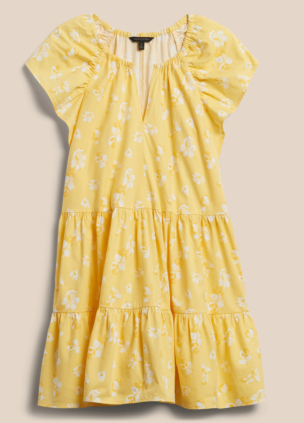 Желтое кэжуал платье а-силуэт Banana Republic с цветочным принтом