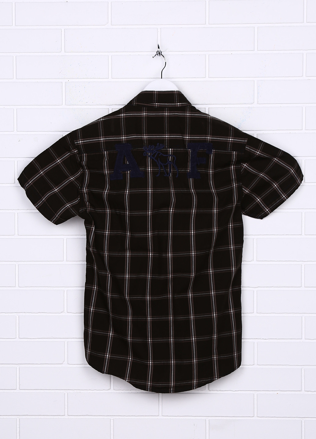 Оливковковая (хаки) кэжуал рубашка в клетку Abercrombie & Fitch с коротким рукавом