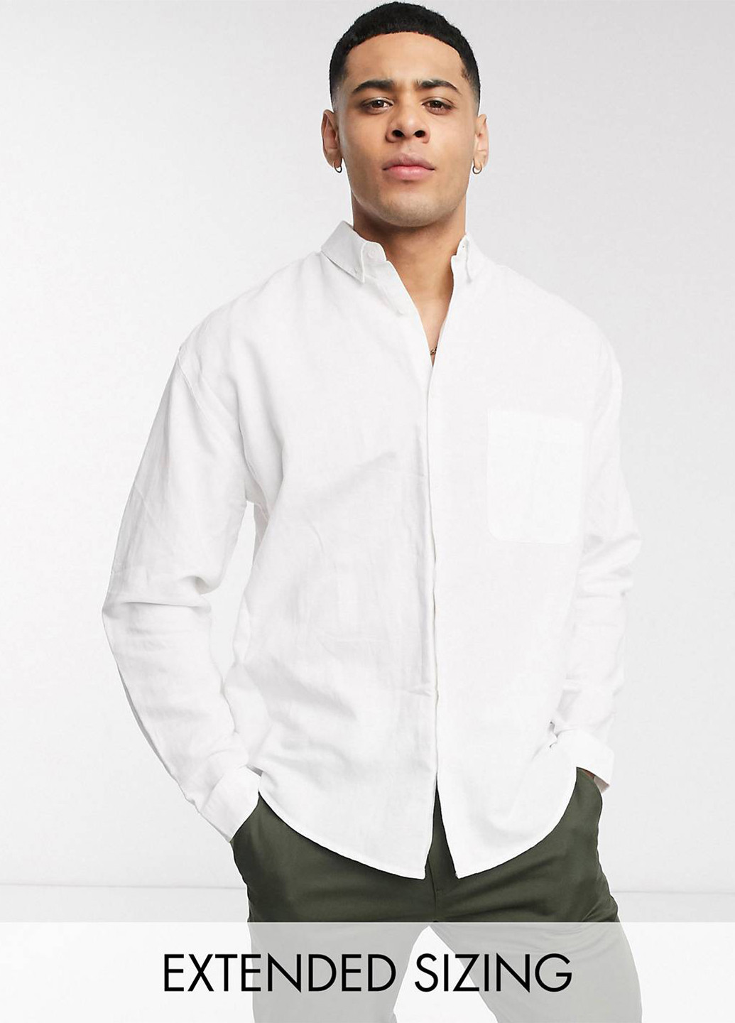 Белая классическая, кэжуал рубашка однотонная Asos