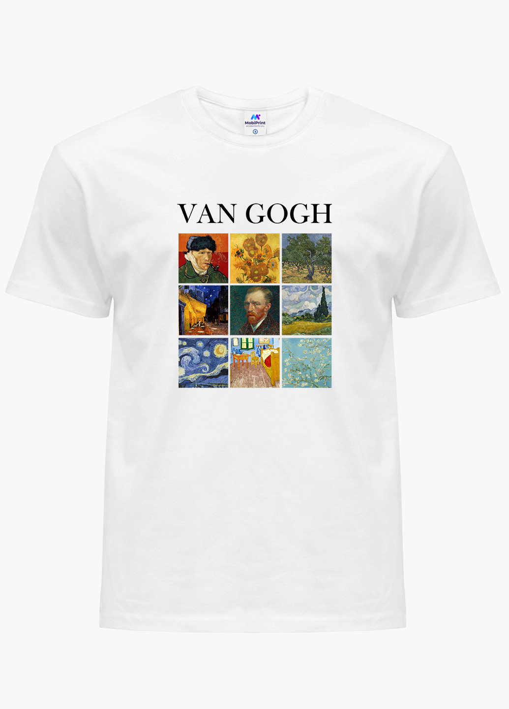 Біла футболка чоловіча вінсент ван гог картини (vincent van gogh) білий (9223-2960) xxl MobiPrint