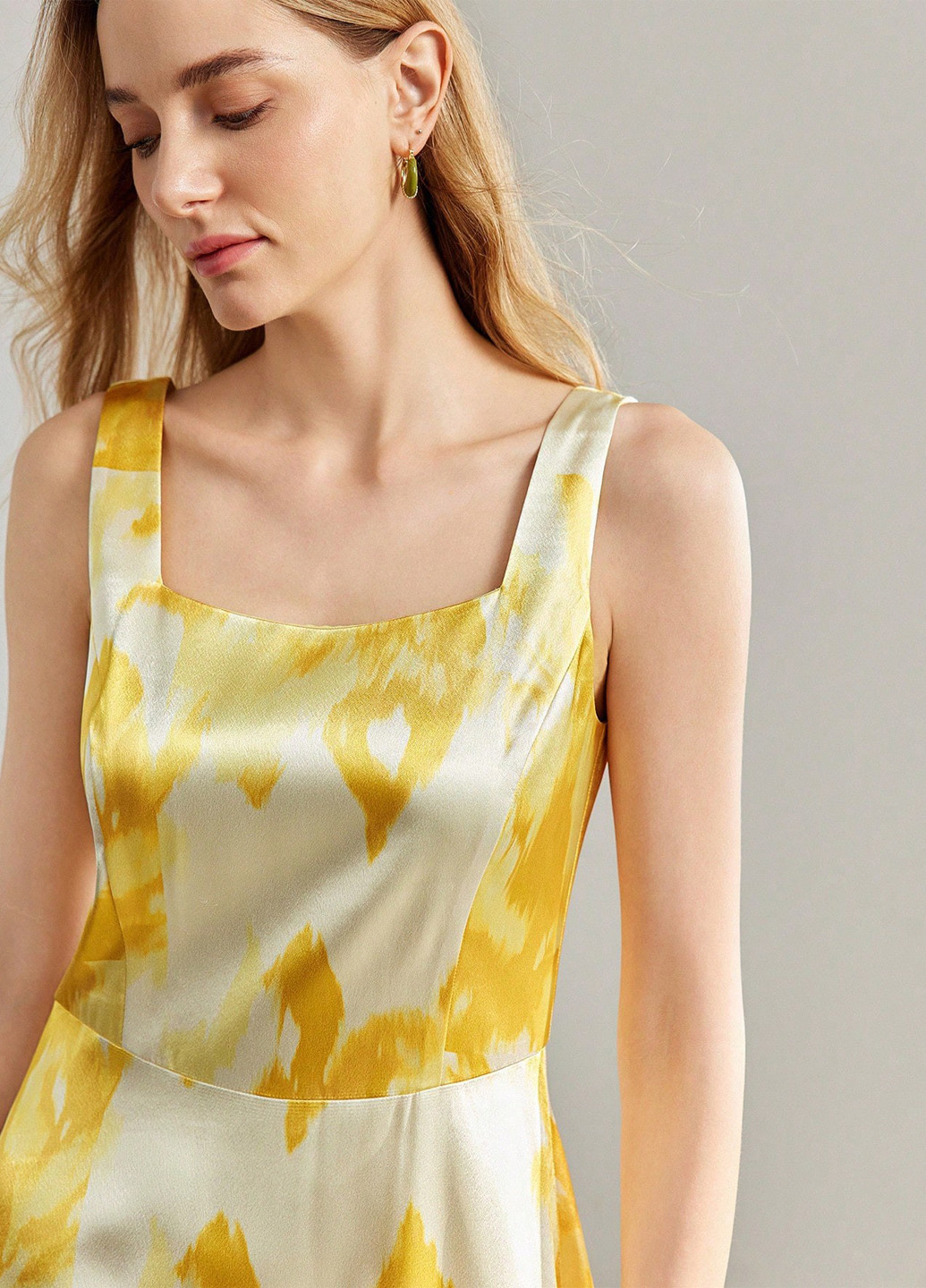 Желтое кэжуал платье SHEIN с рисунком