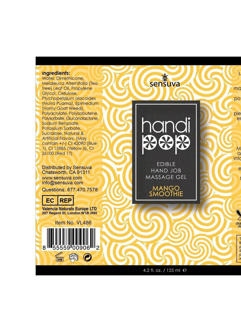 Лубрикант для оральных ласк вкусовой - Handipop Mango Smoothie манго 125 мл (SO3206) Sensuva (253531647)