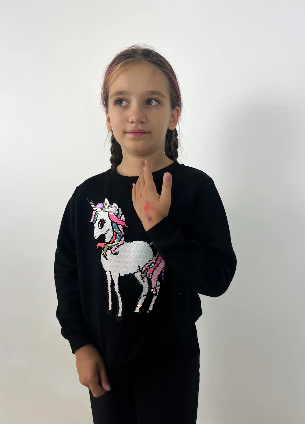 H&M свитшот однотонный черный кэжуал хлопок
