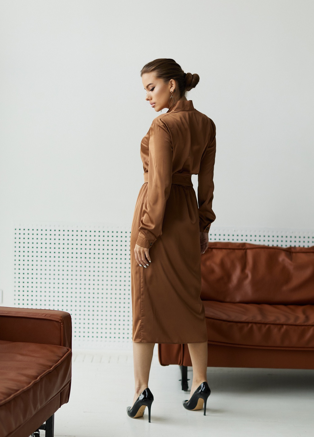 Коричнева повсякденний сукня ST-Seventeen однотонна