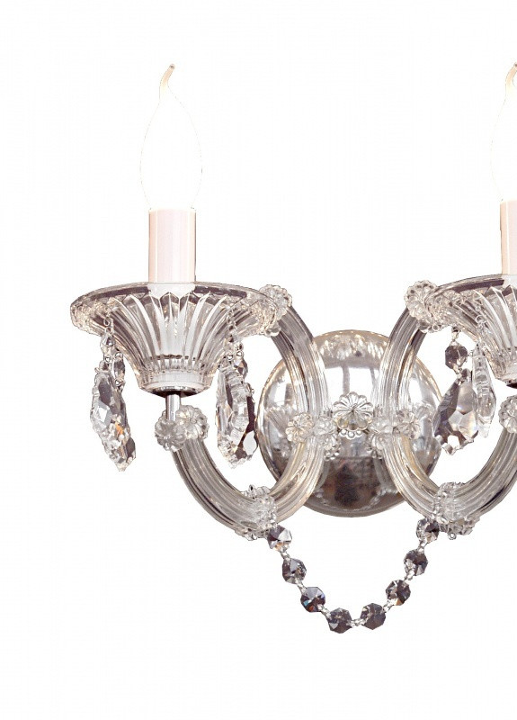 Бра настенное накладное хрустальное свеча барокко CR-401W/2CH Brille (253894302)