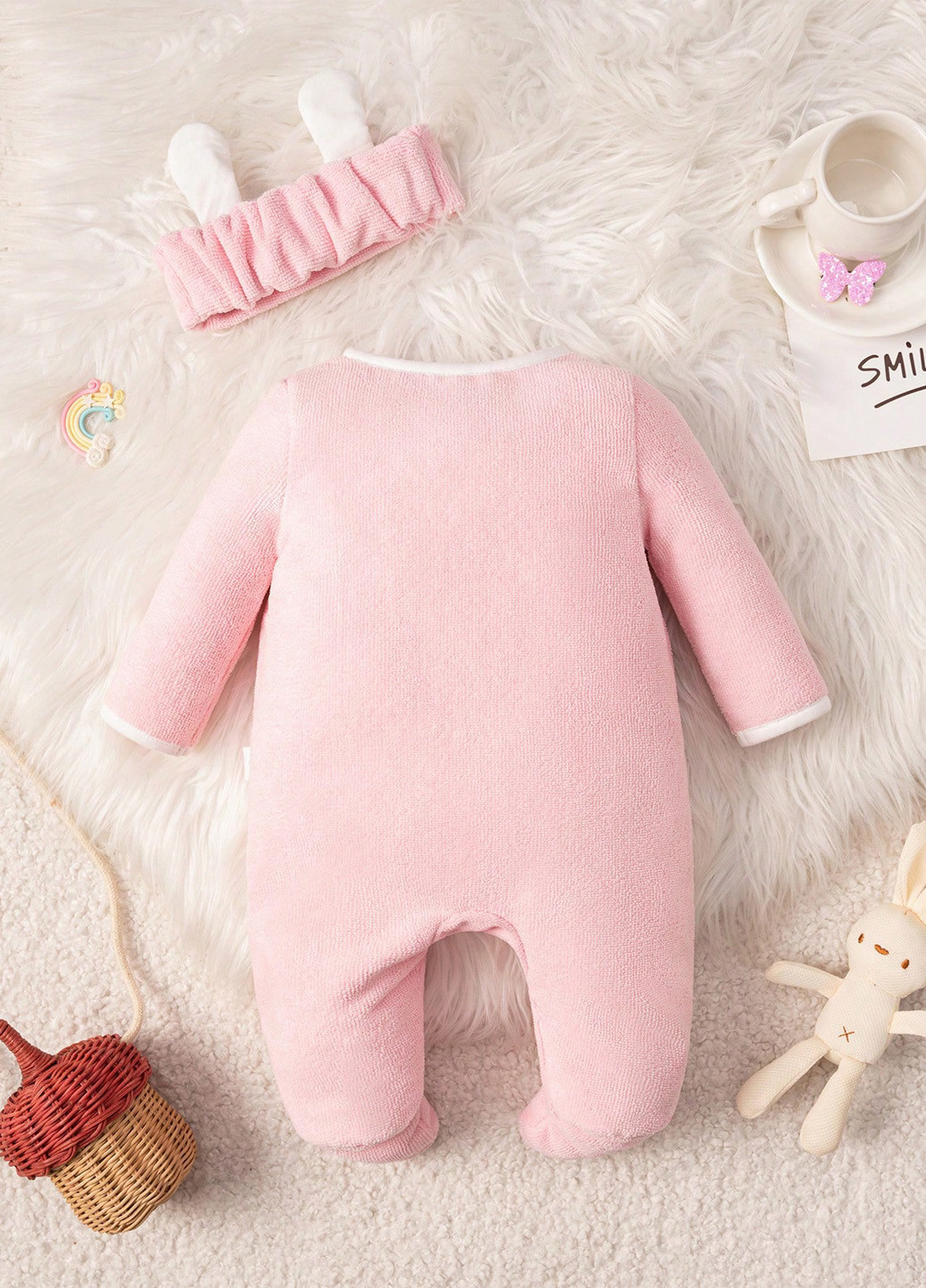 Розовая всесезон пижама (комбинезон, повязка) комбинезон SHEIN