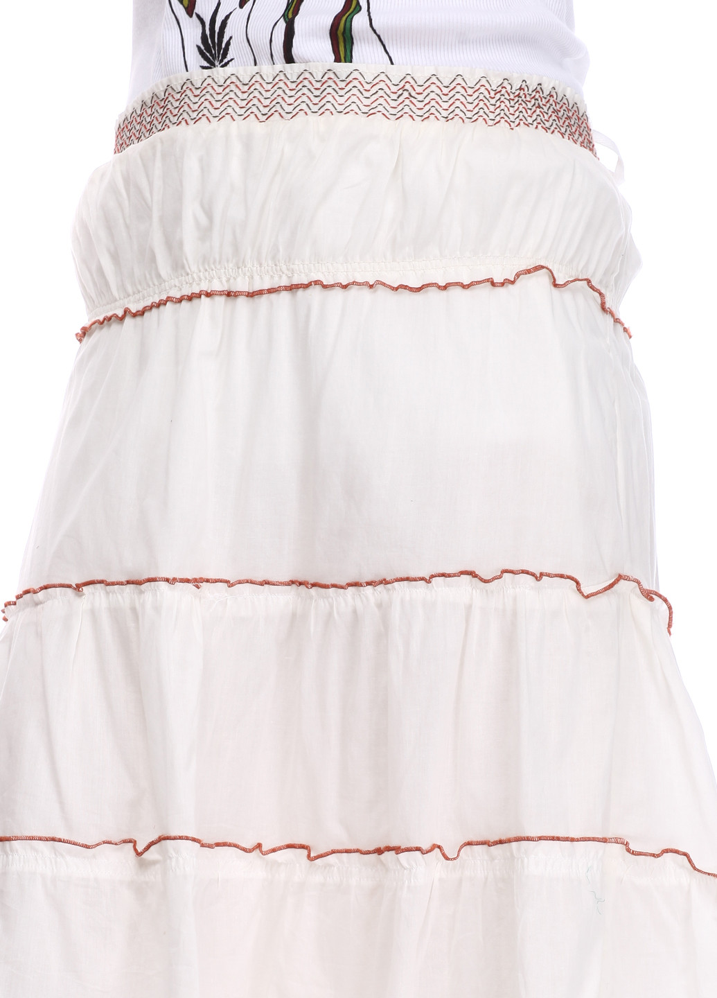 Молочная кэжуал однотонная юбка Aggresive а-силуэта (трапеция)