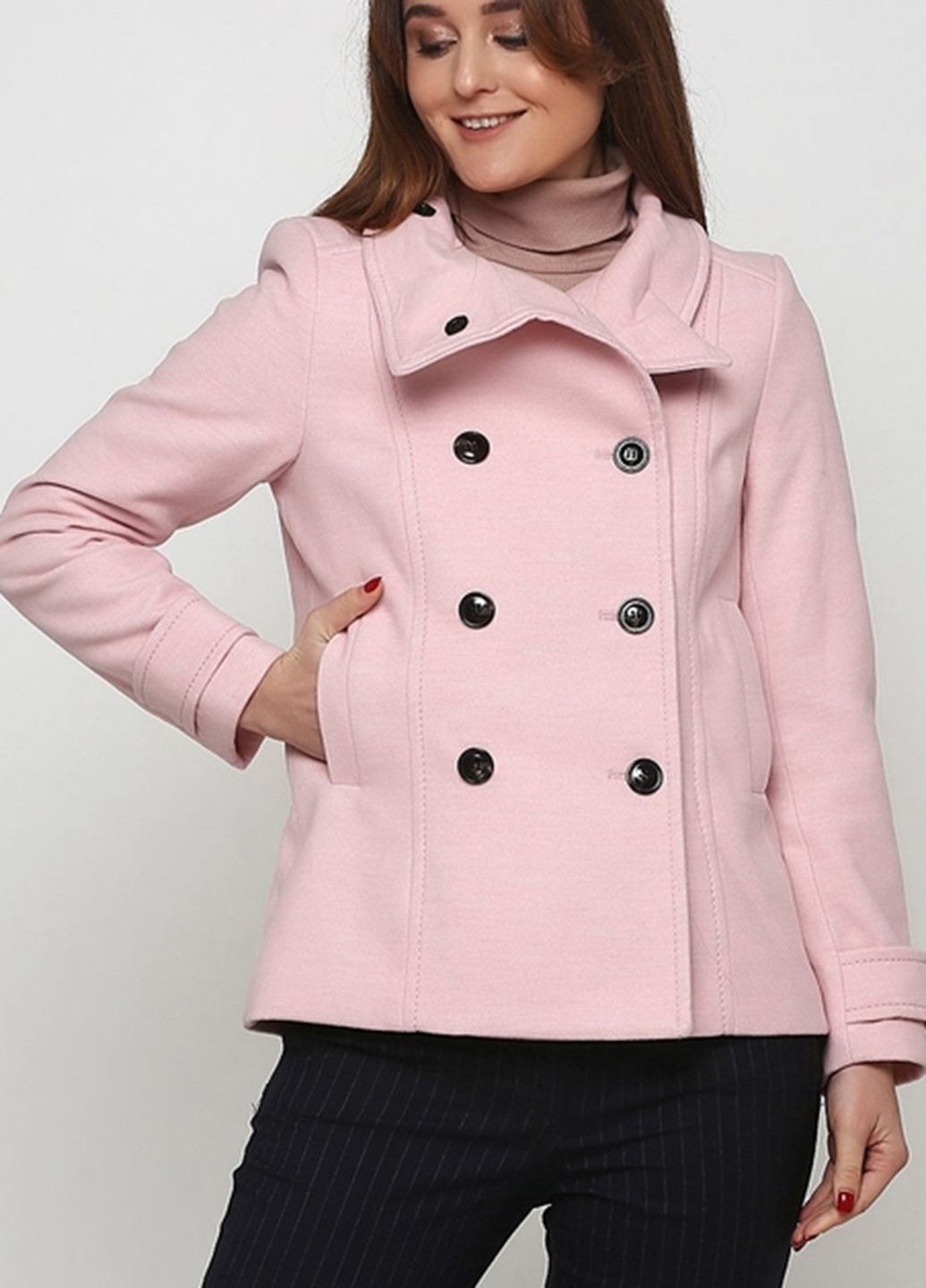 Світло-рожеве Кежуал напівпальто двобортне H&M однотонне