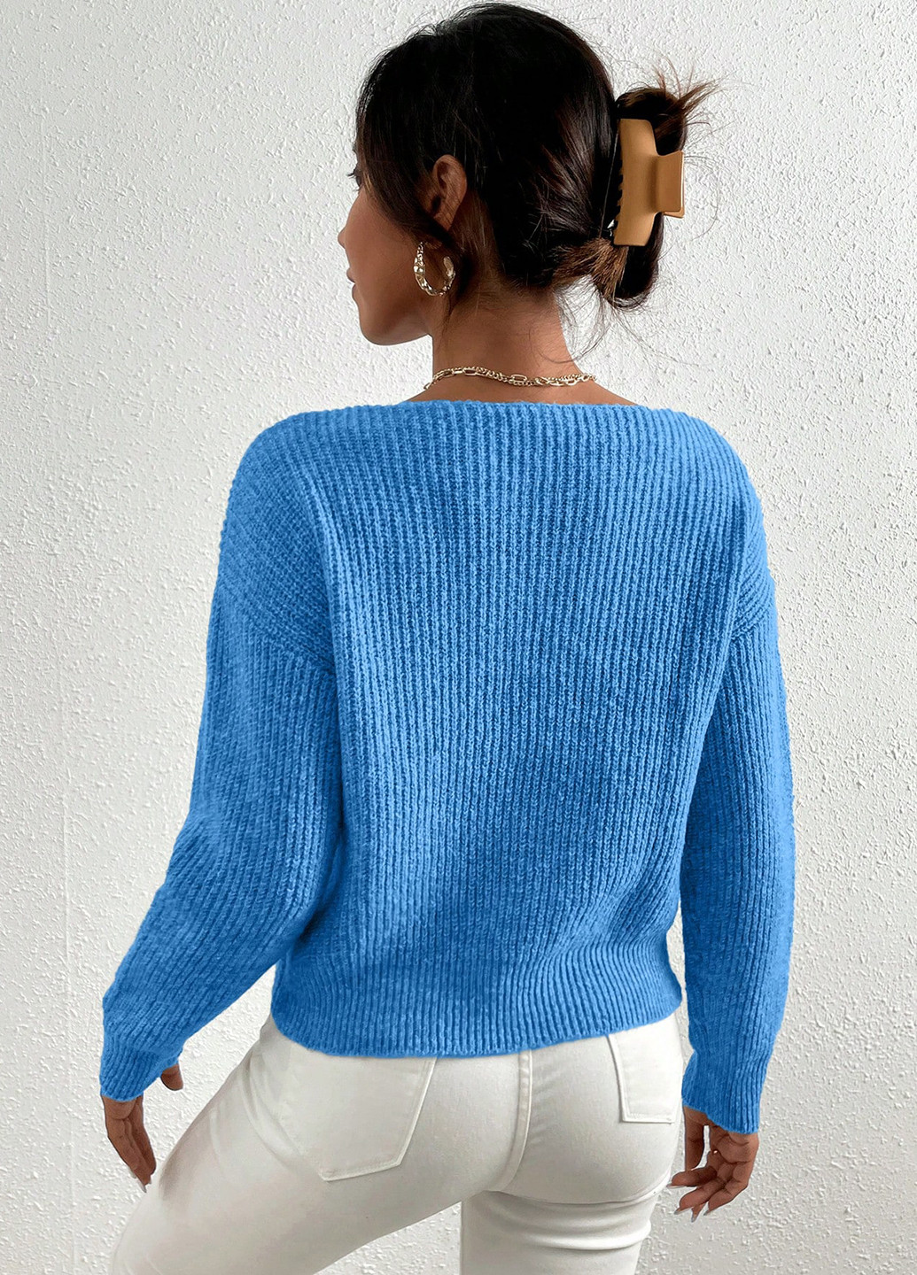 Синий демисезонный пуловер пуловер SHEIN