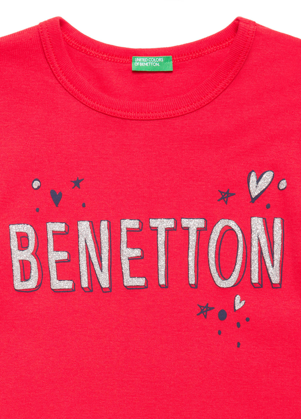 Малиновый демисезонный кэжуал лонгслив United Colors of Benetton с рисунком