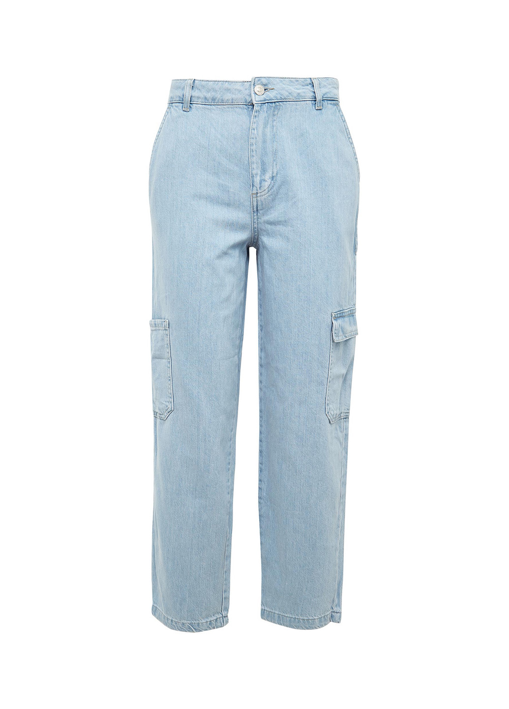 Светло-голубые демисезонные карго, прямые джинсы DeFacto