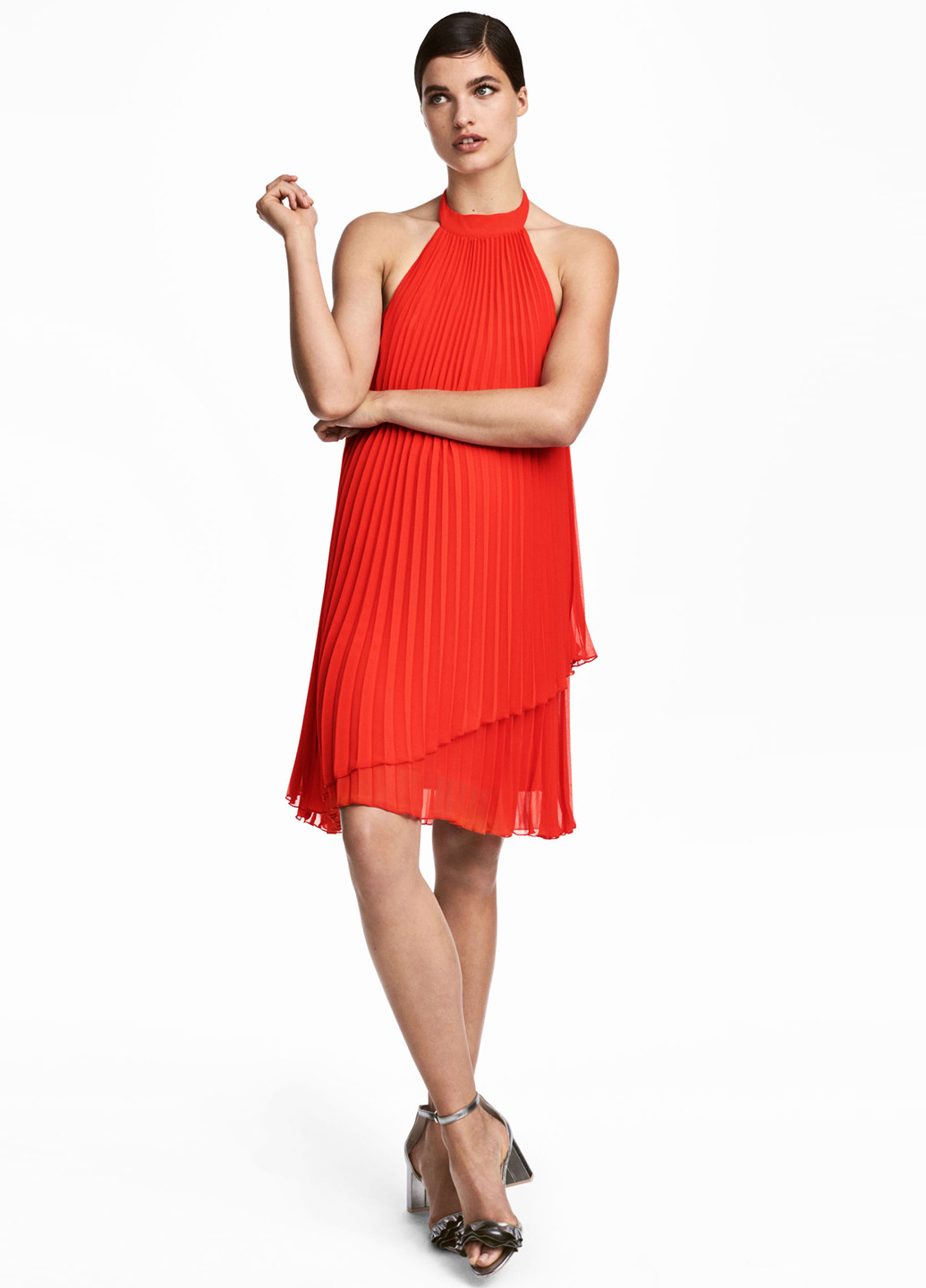 Червона кежуал сукня плісована H&M однотонна