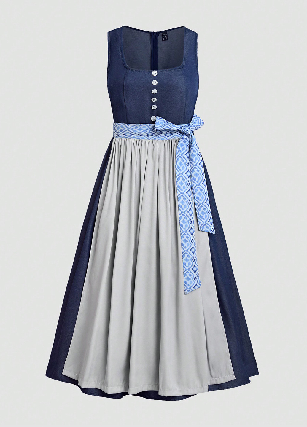 Комбінована святковий сукня кльош, з відкритими плечима SHEIN колор блок