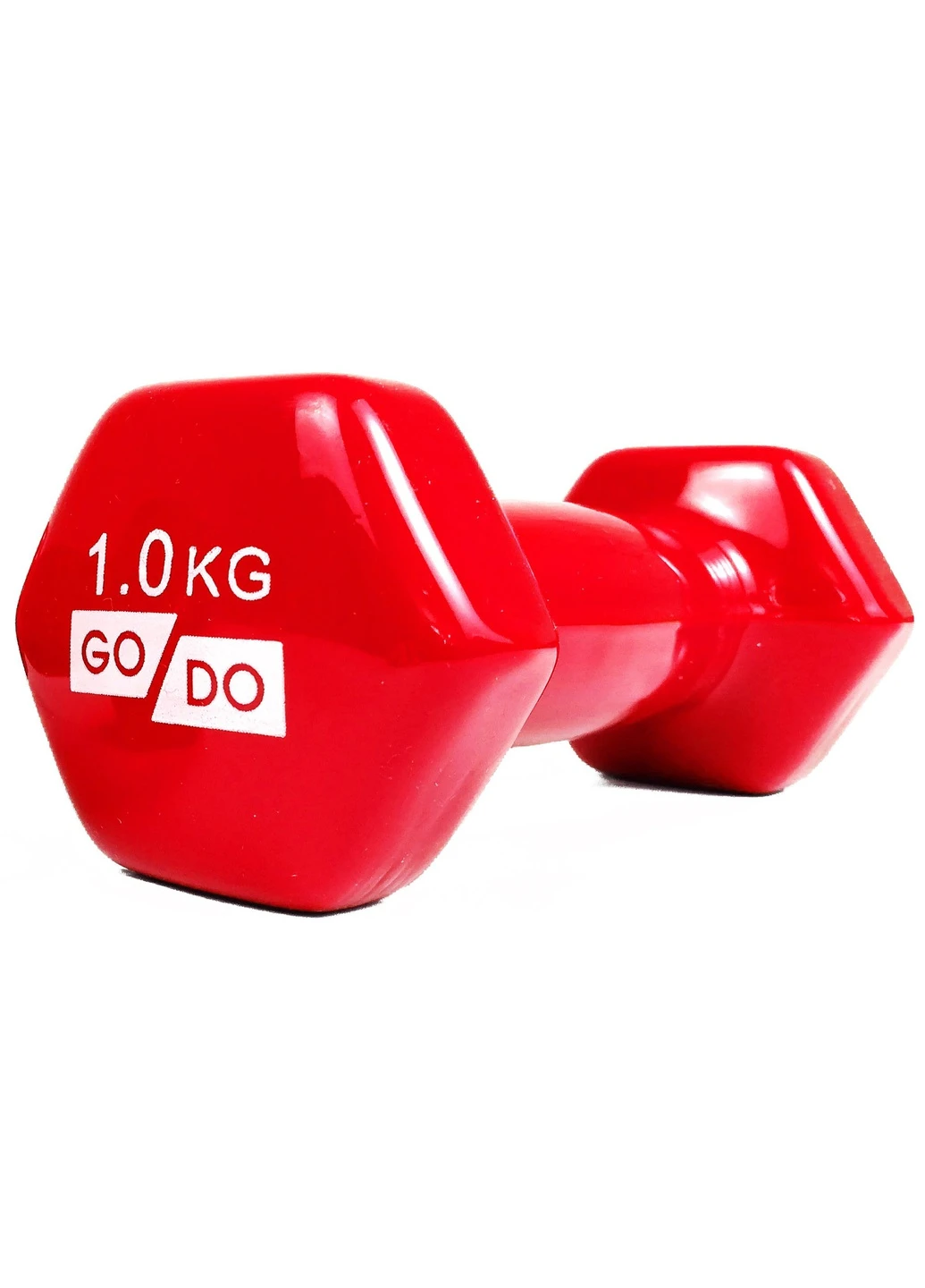 Гантель GoDo 1 кг 1 шт (EF-GD1R) с виниловым покрытием красная цельная литая неразборная для фитнеса EasyFit (241214926)