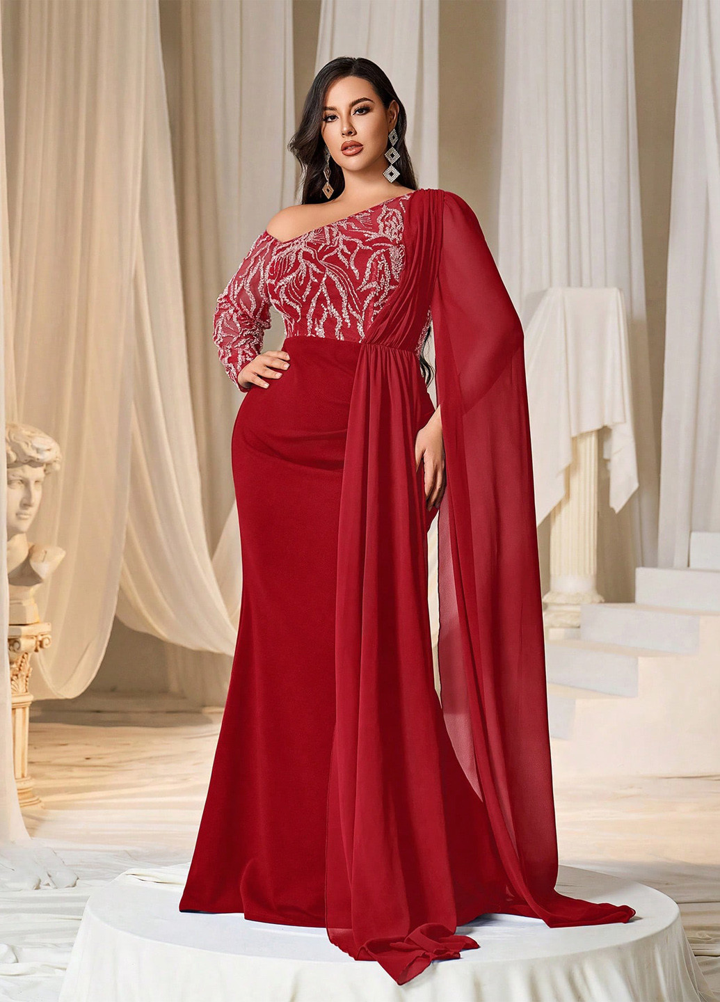 Червона вечірня сукня годе SHEIN однотонна