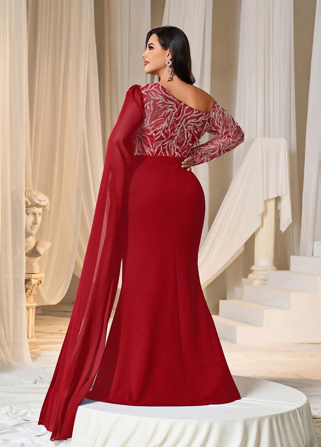 Червона вечірня сукня годе SHEIN однотонна