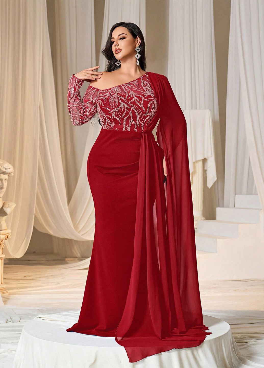 Червона вечірня сукня годе SHEIN однотонна