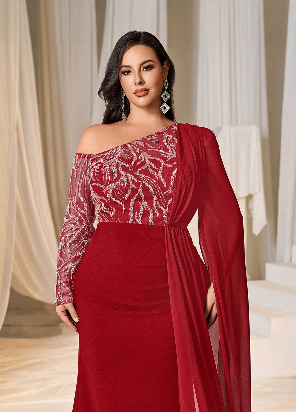 Червона вечірня сукня годе SHEIN однотонна