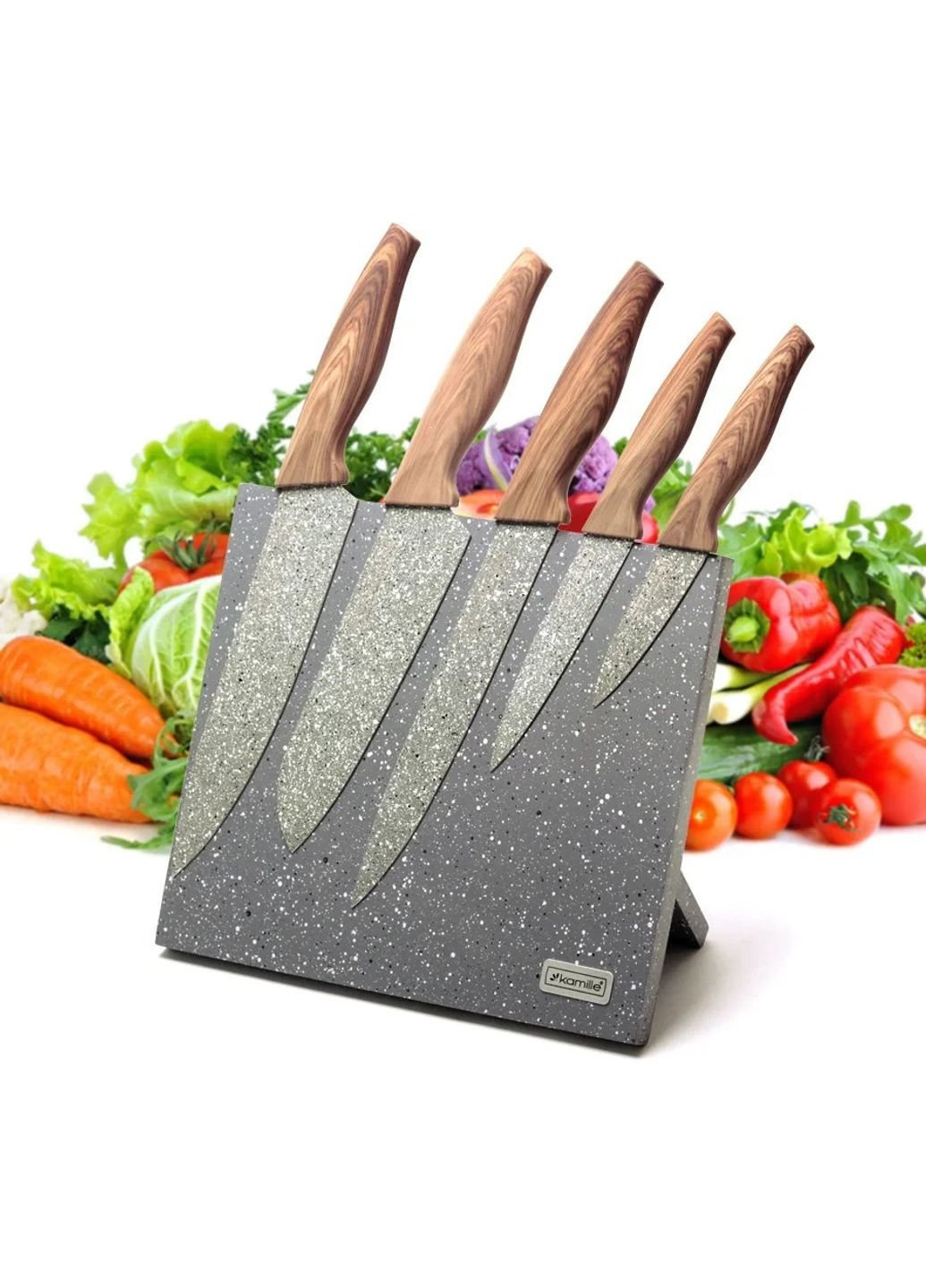 Набор кухонных ножей KM-5046 6 предметов Kamille комбинированные,