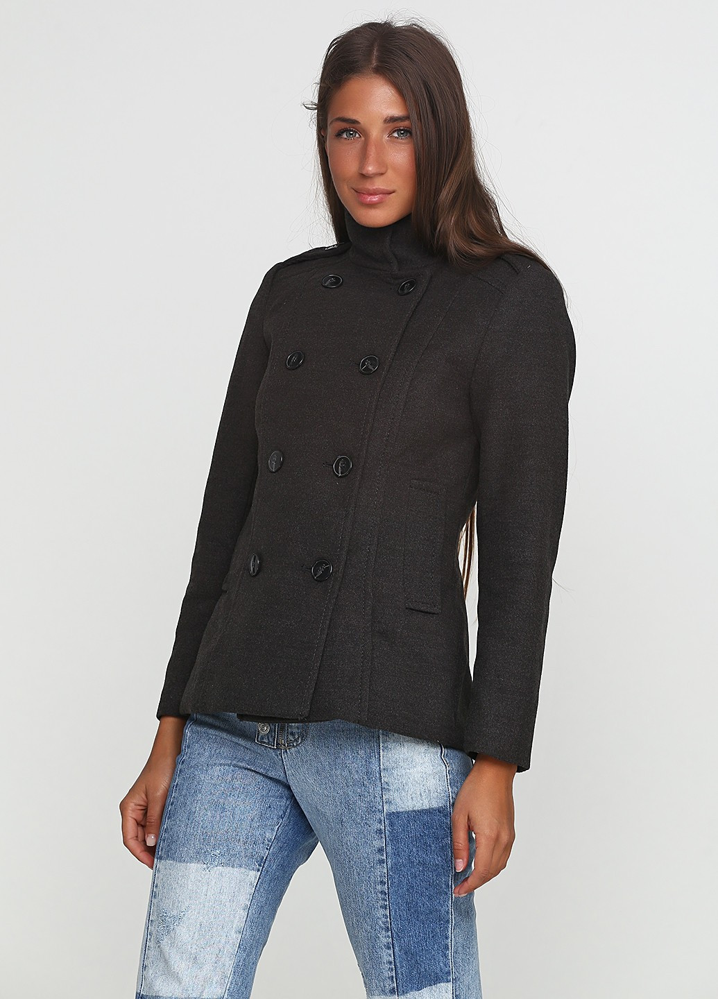 Темно-сіре Кежуал півпальто бушлат H&M меланж