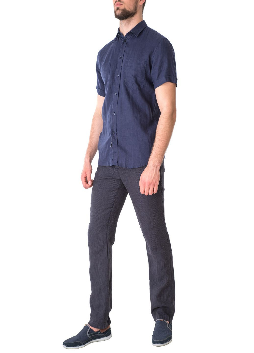 Синяя рубашка однотонная Trussardi Jeans