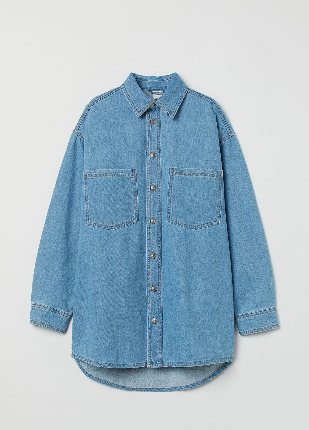 Голубой джинсовая рубашка однотонная H&M