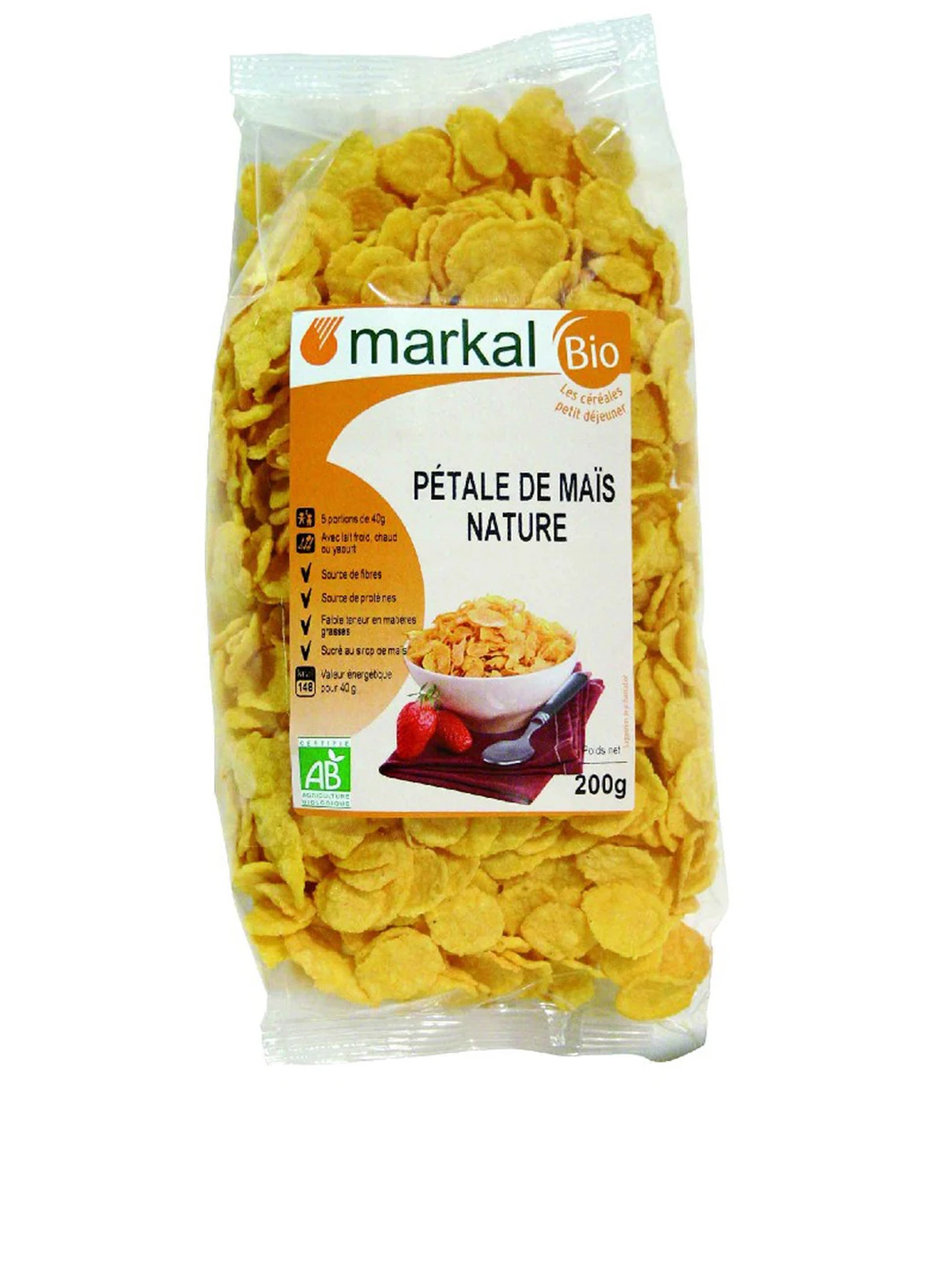 Кукурудзяні пластівці органічні, 200 г Markal (80312404)