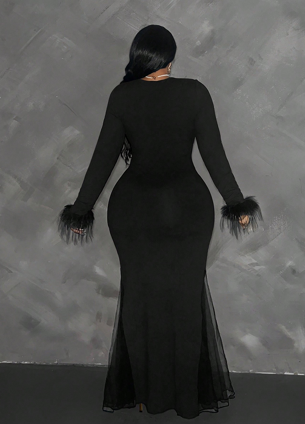 Чорна вечірня сукня годе SHEIN однотонна