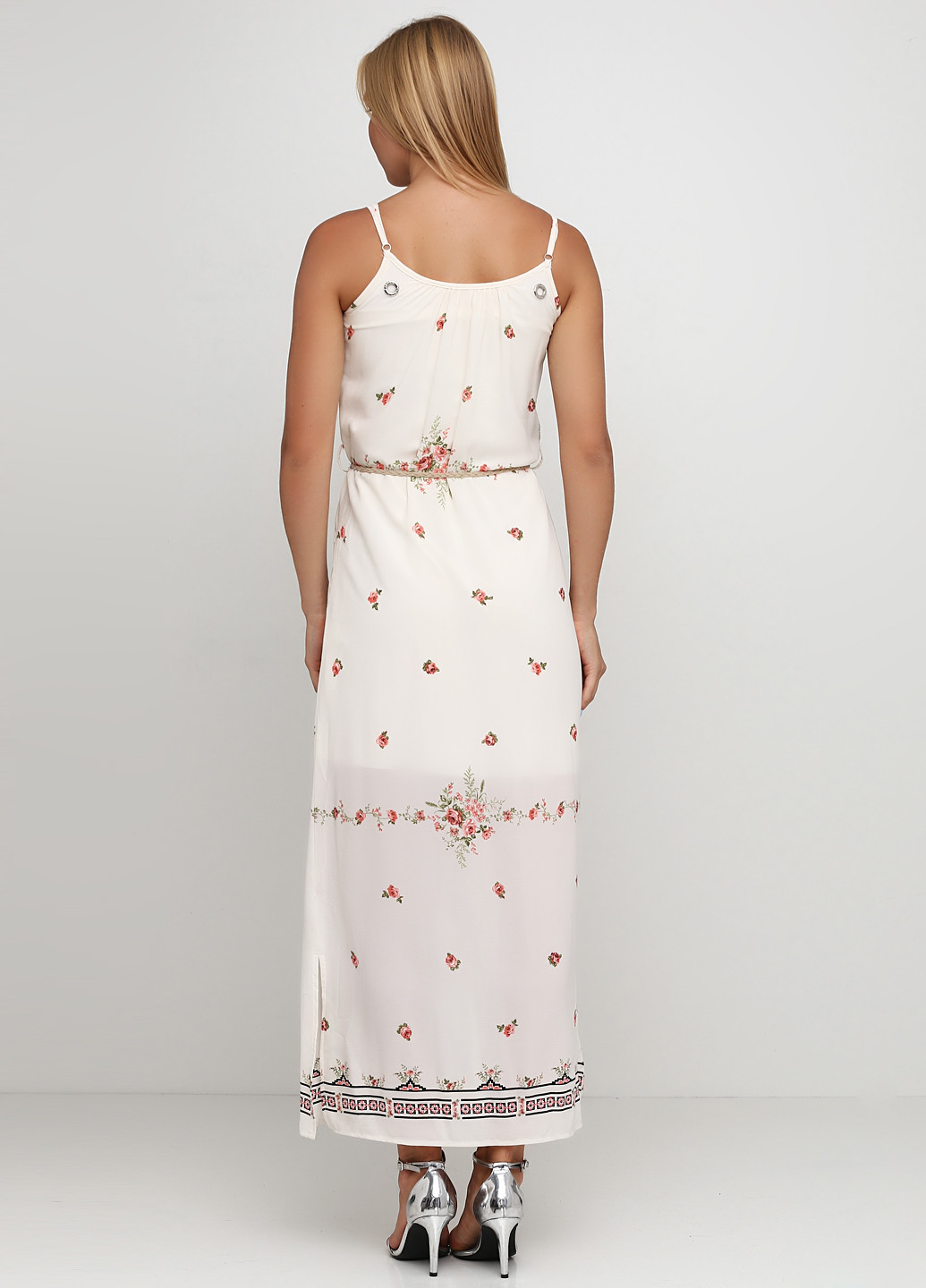 Молочное кэжуал платье платье-майка Ciolla с цветочным принтом