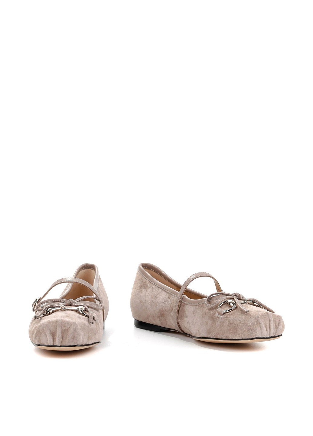 Жіночі балетки Le'BERDES | бежеві однотонні зав'язки штучна замша (360795620)