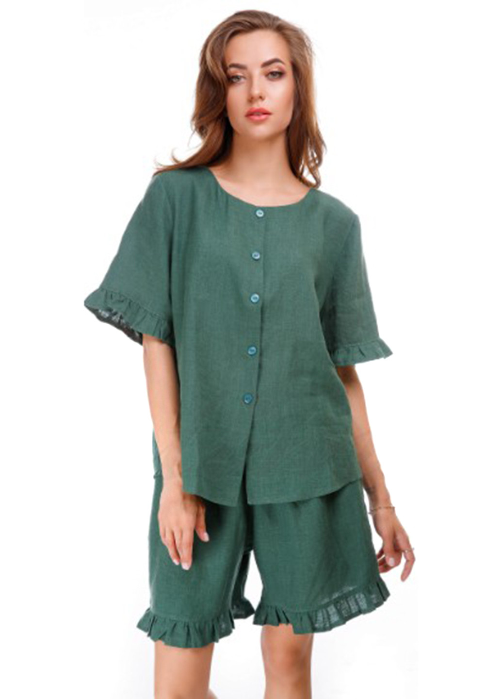 Зеленый демисезонный комплект (рубашка, шорты) Silence