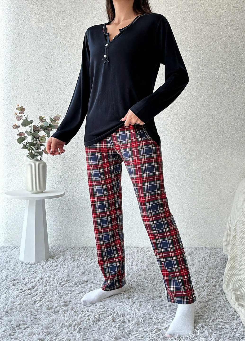 Комбинированная всесезон пижама (лонгслив, брюки) лонгслив + брюки SHEIN