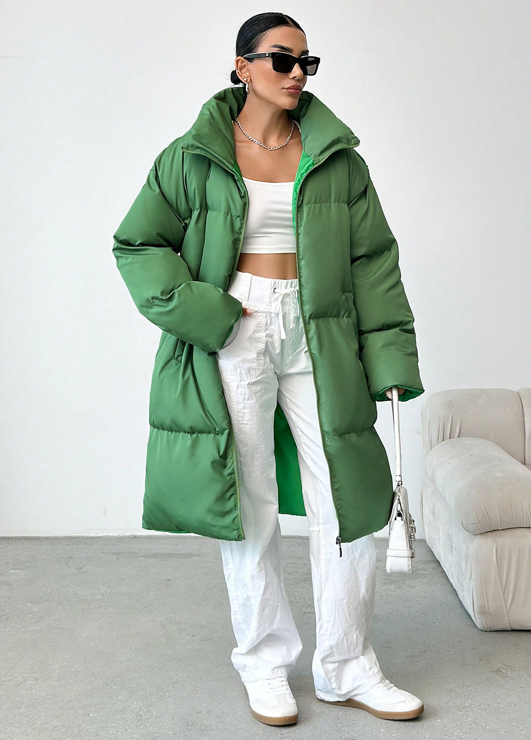 Зеленая зимняя куртка SHEIN