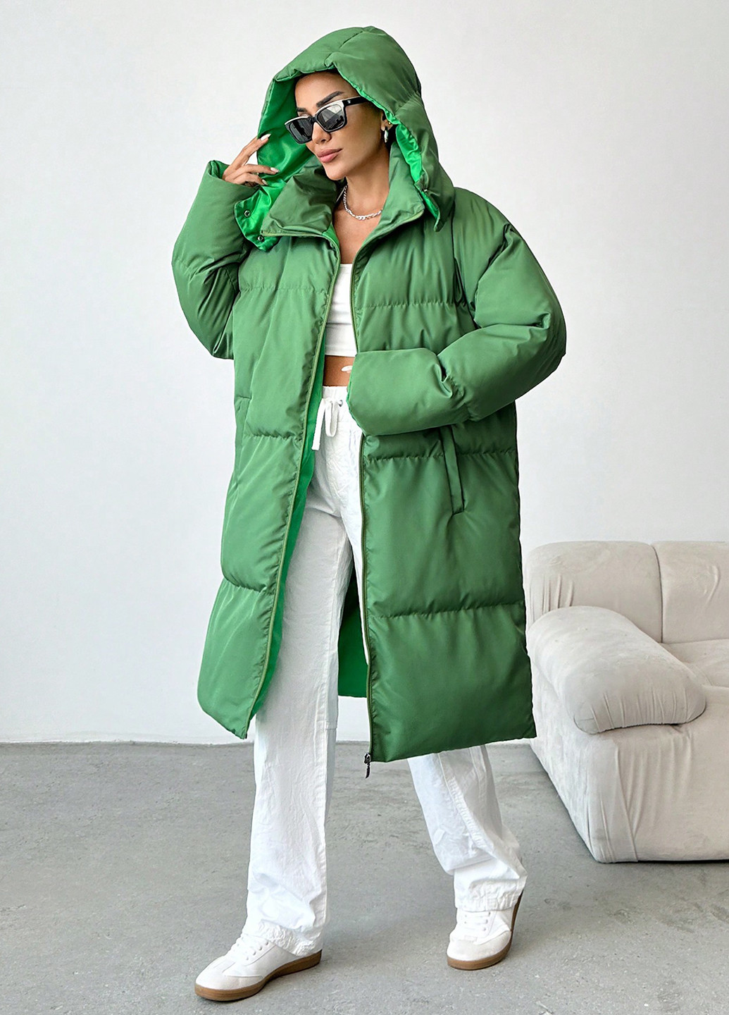 Зеленая зимняя куртка SHEIN