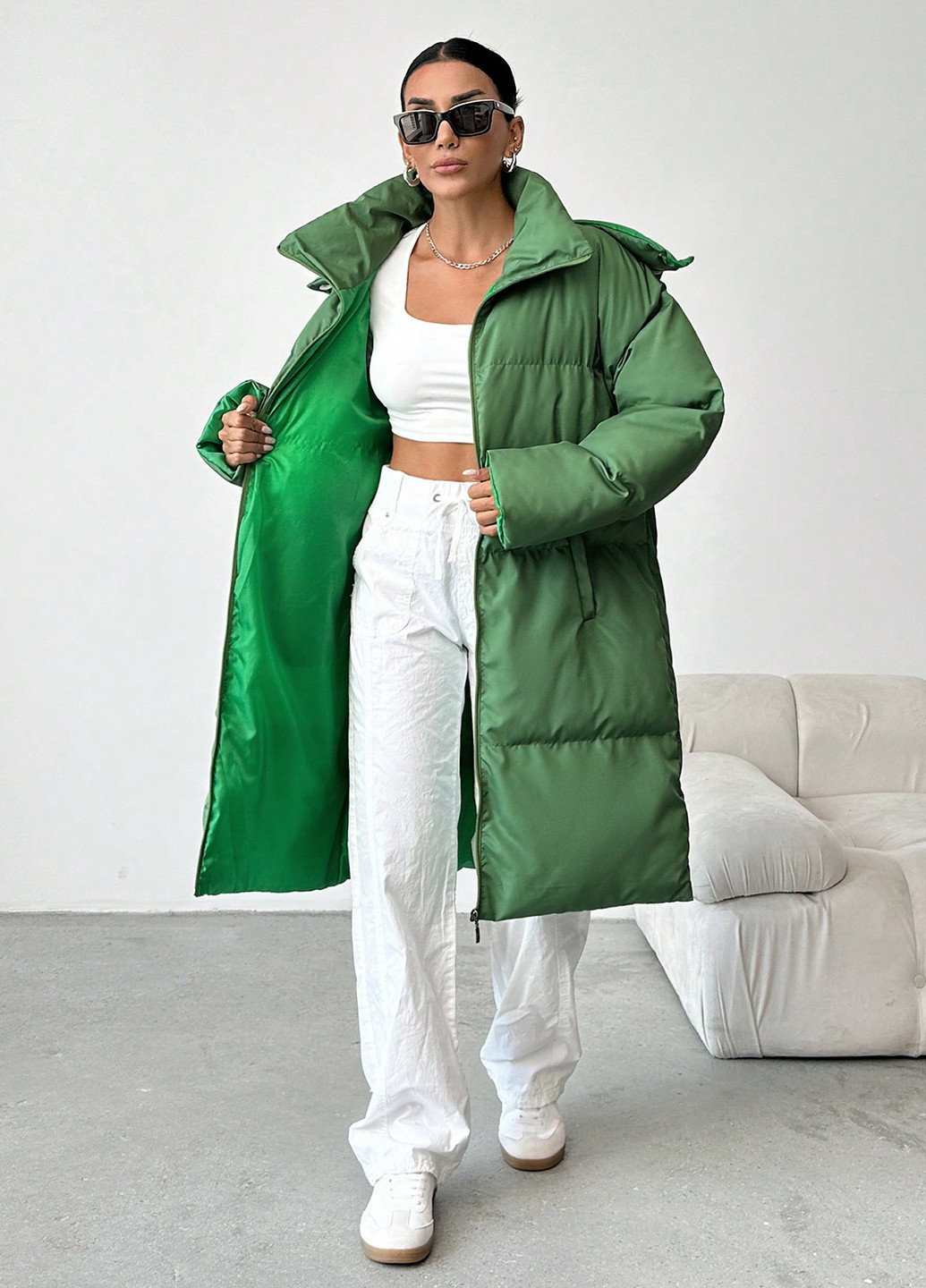 Зеленая зимняя куртка SHEIN