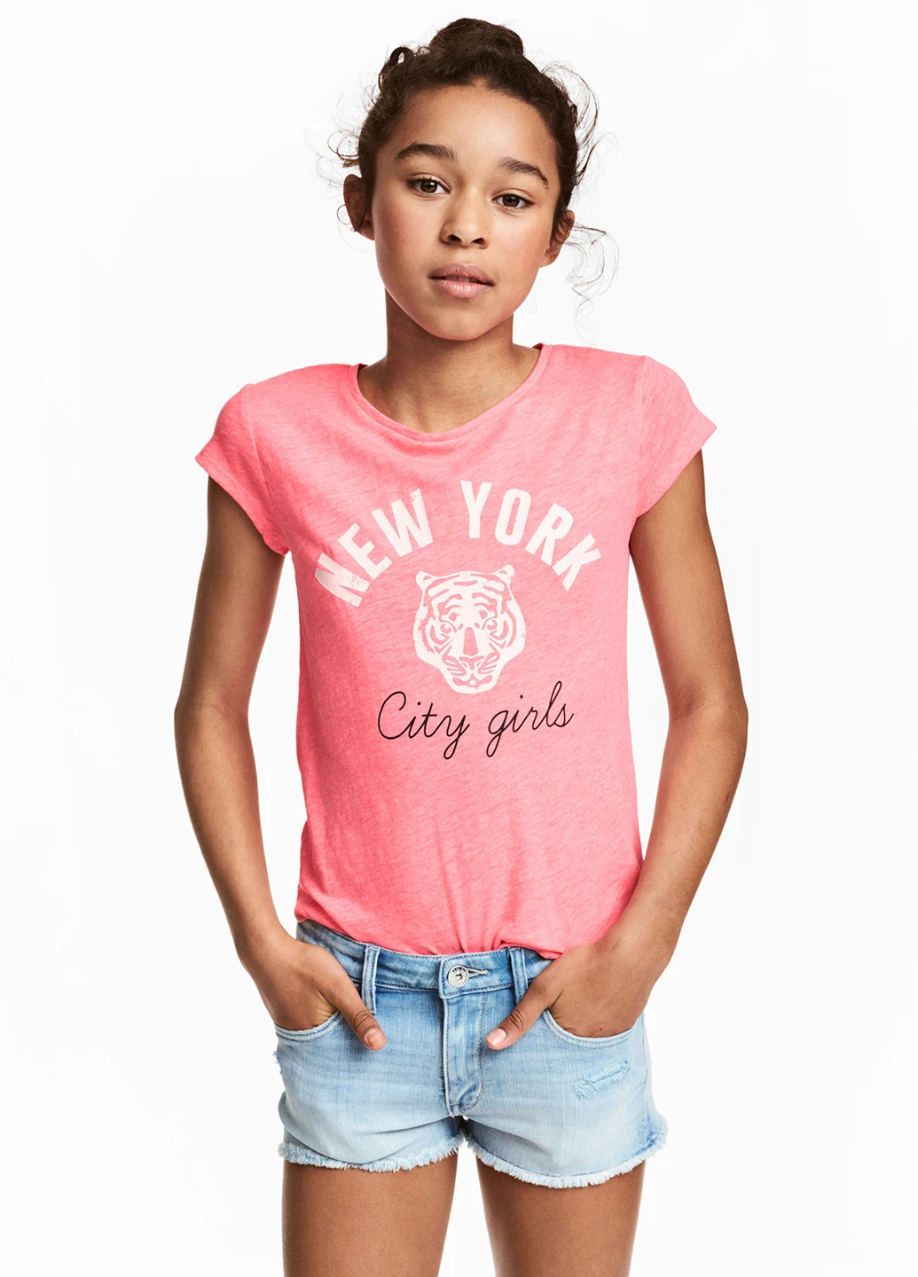 Коралловая летняя футболка H&M