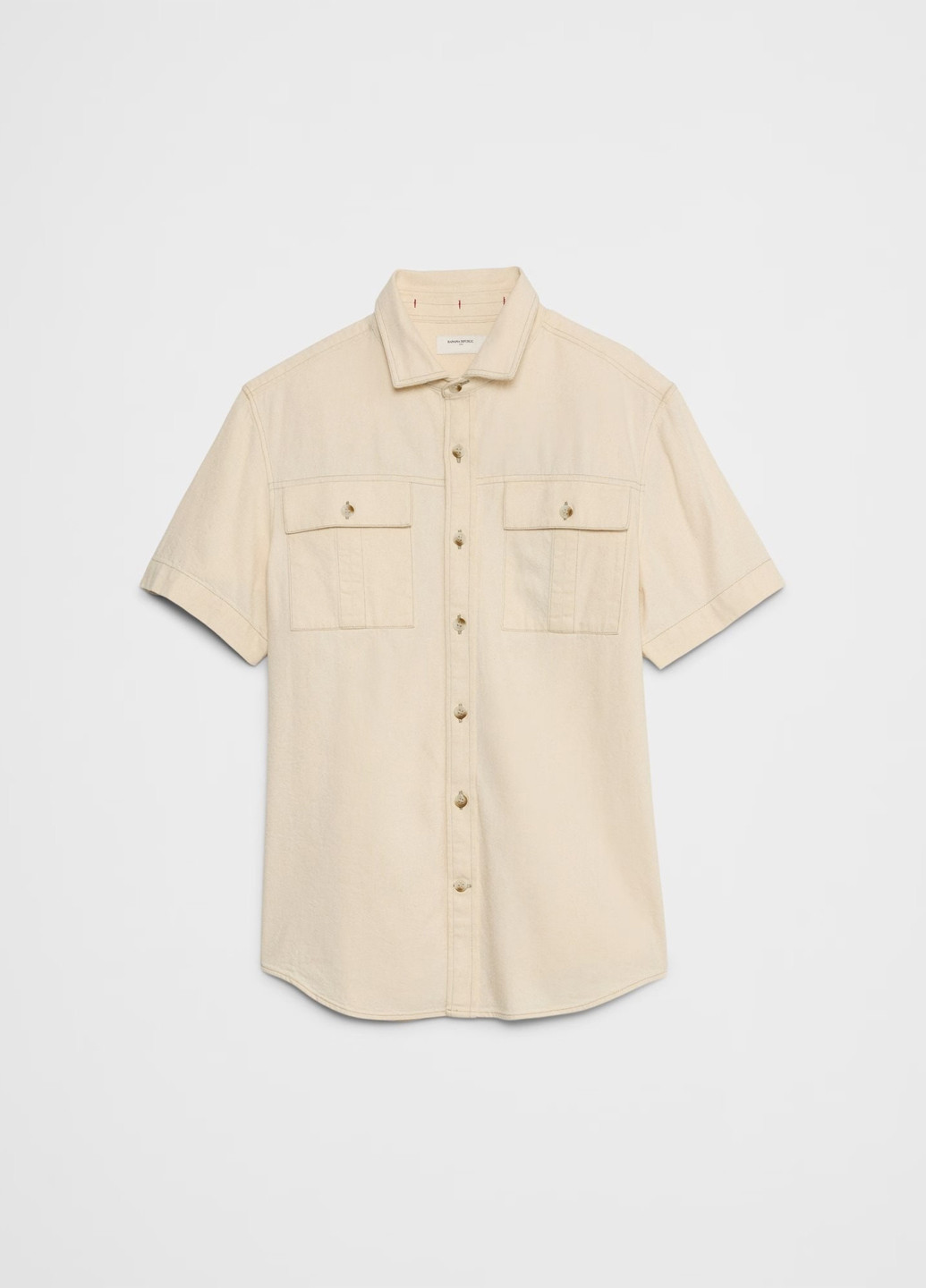 Молочная кэжуал рубашка однотонная Banana Republic