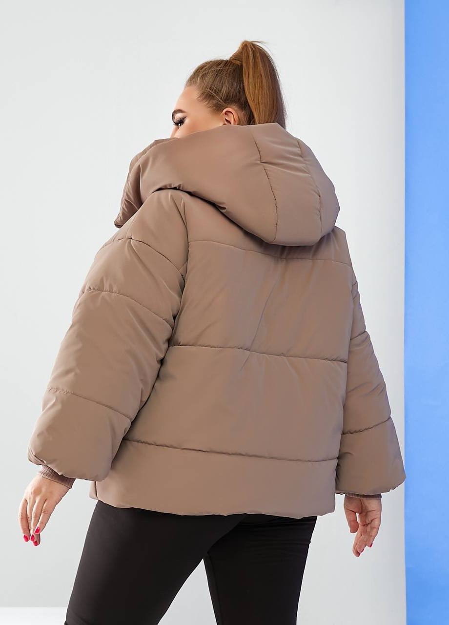 Темно-бежева зимня тепла куртка жіноча Hand Made
