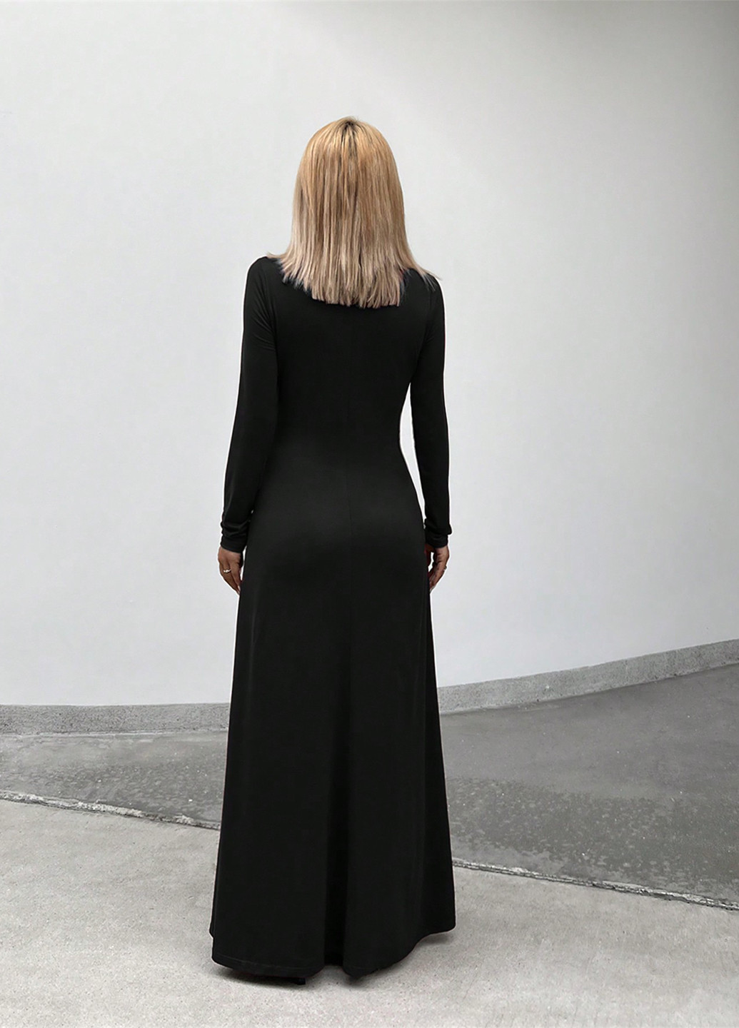 Чорна кежуал сукня сукня-водолазка, кльош SHEIN однотонна