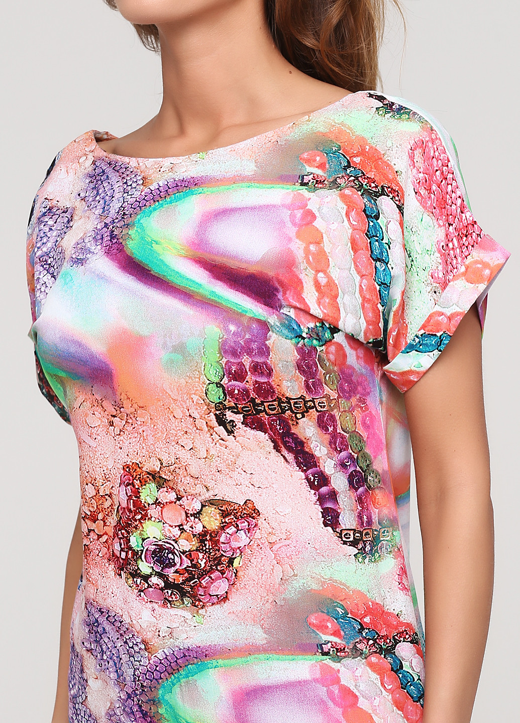 Комбинированное кэжуал платье с открытой спиной NikTan с абстрактным узором