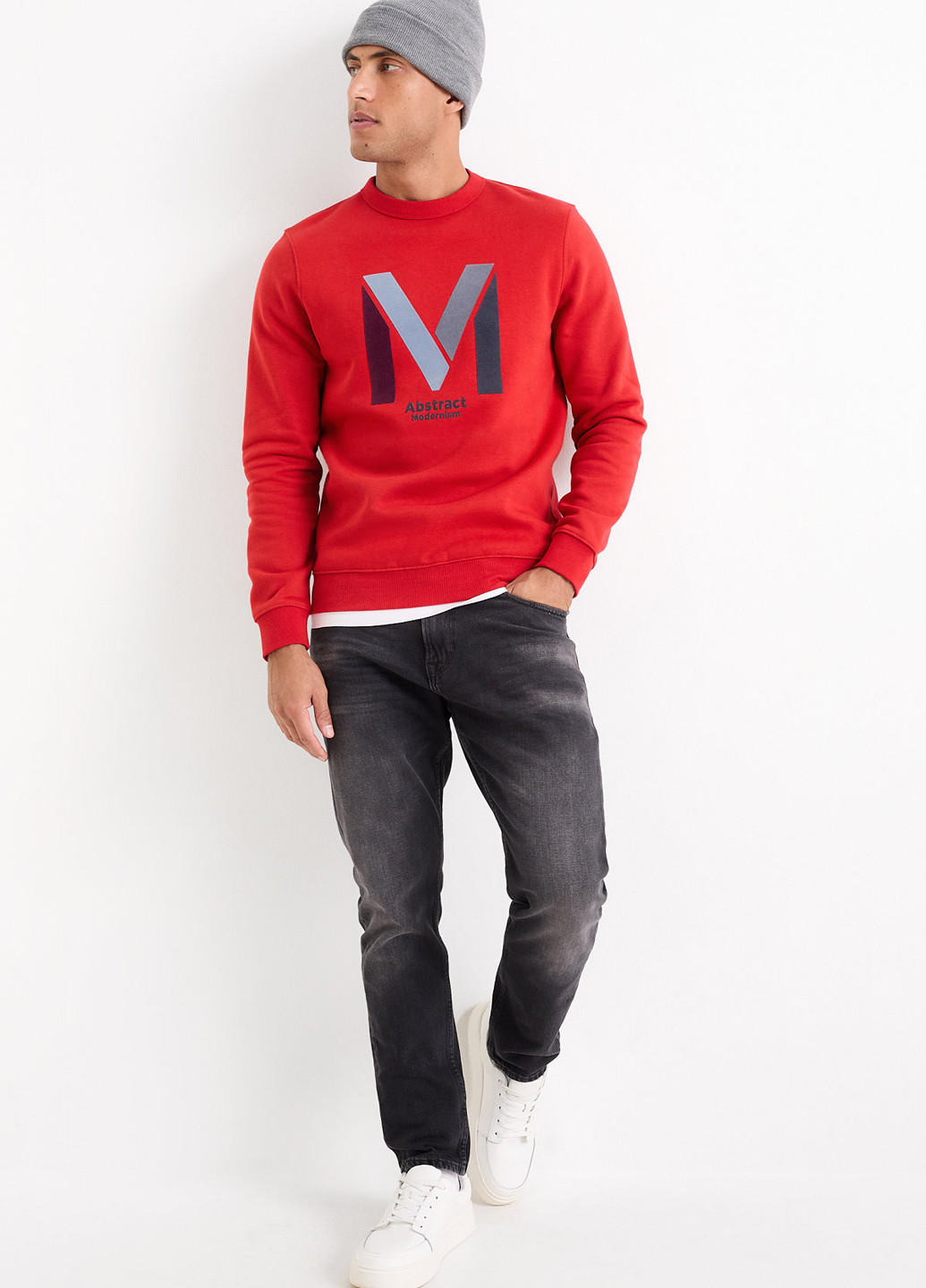 Червоний світшот C&A напис без декору (353322629)