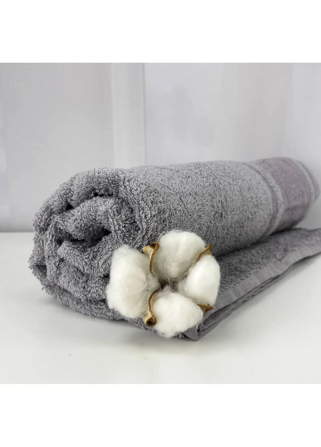 Полотенце банное махровое Febo Vip Cotton Ecre Турция 6377 темно-серое 70х140 см No Brand комбинированный