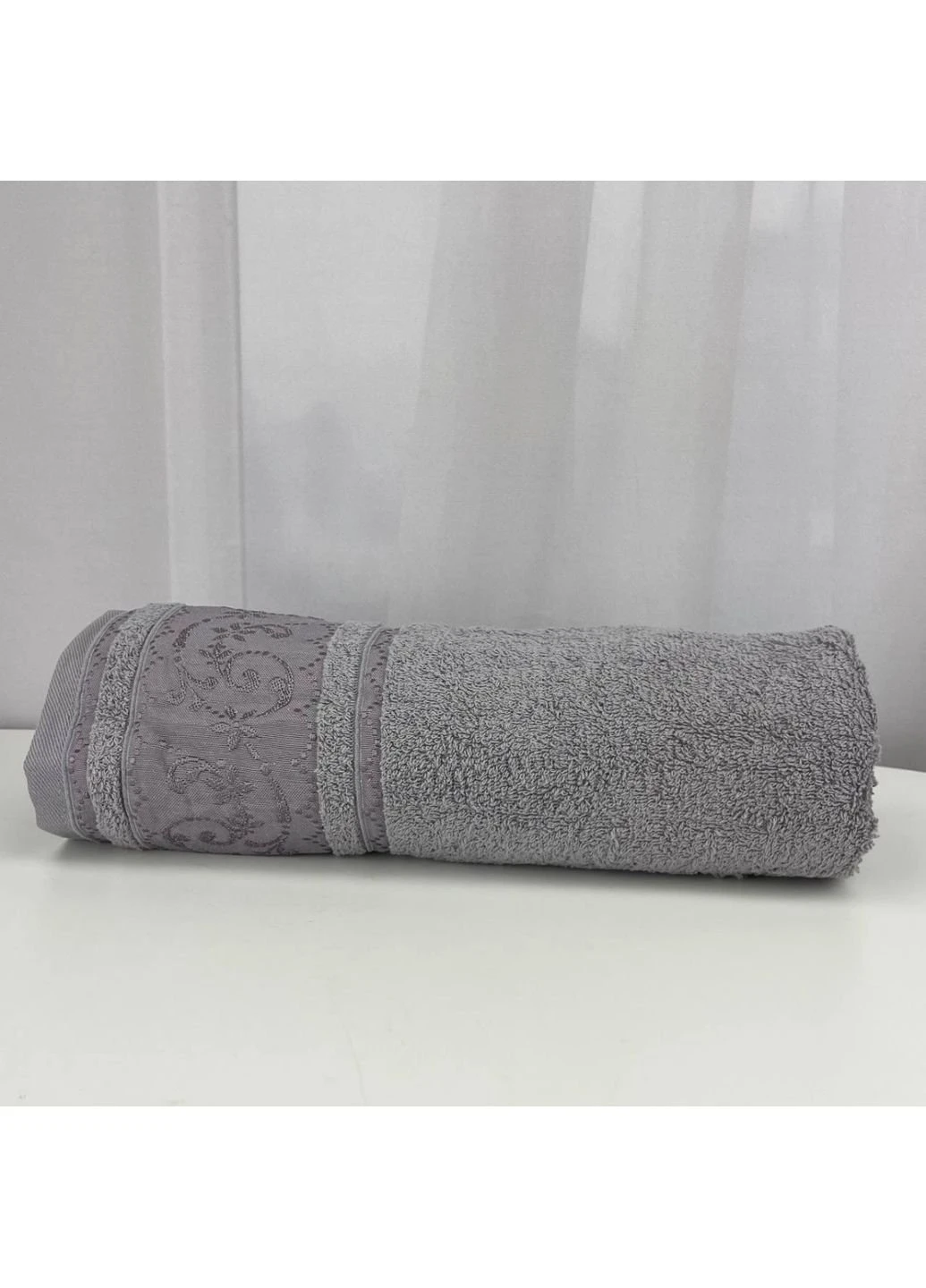 Полотенце банное махровое Febo Vip Cotton Ecre Турция 6377 темно-серое 70х140 см No Brand комбинированный