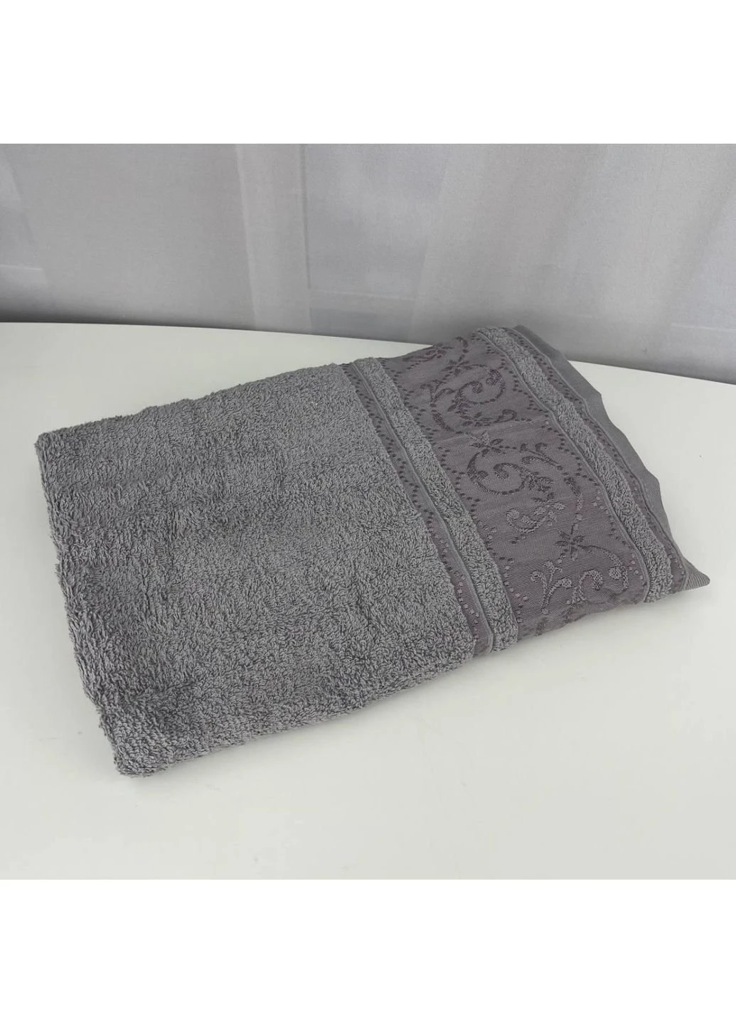 Полотенце банное махровое Febo Vip Cotton Ecre Турция 6377 темно-серое 70х140 см No Brand комбинированный