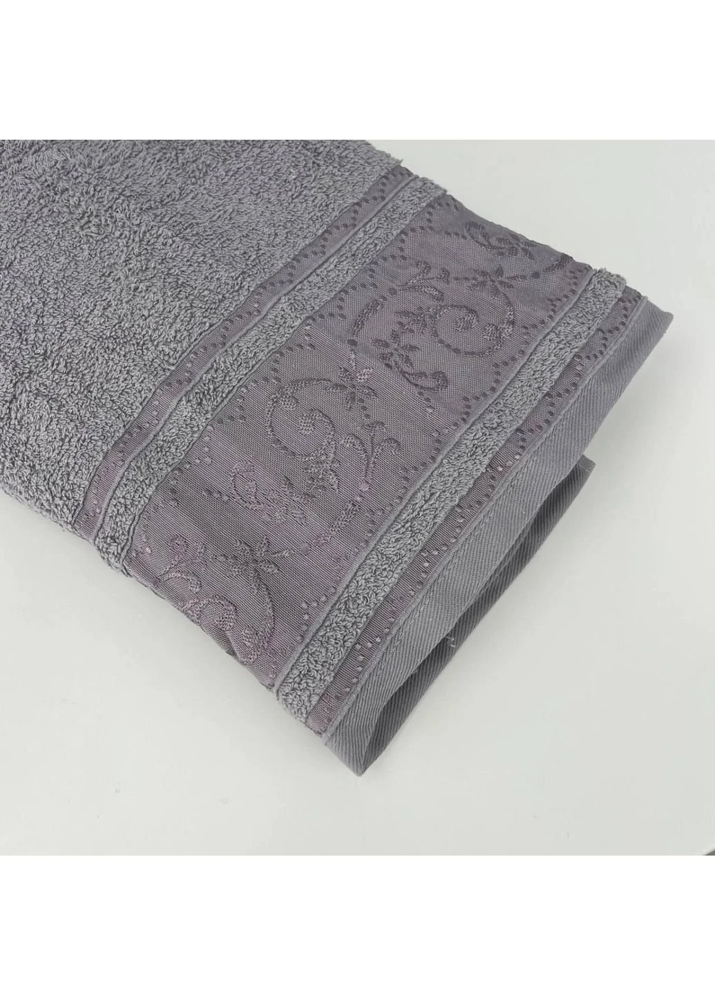 Полотенце банное махровое Febo Vip Cotton Ecre Турция 6377 темно-серое 70х140 см No Brand комбинированный