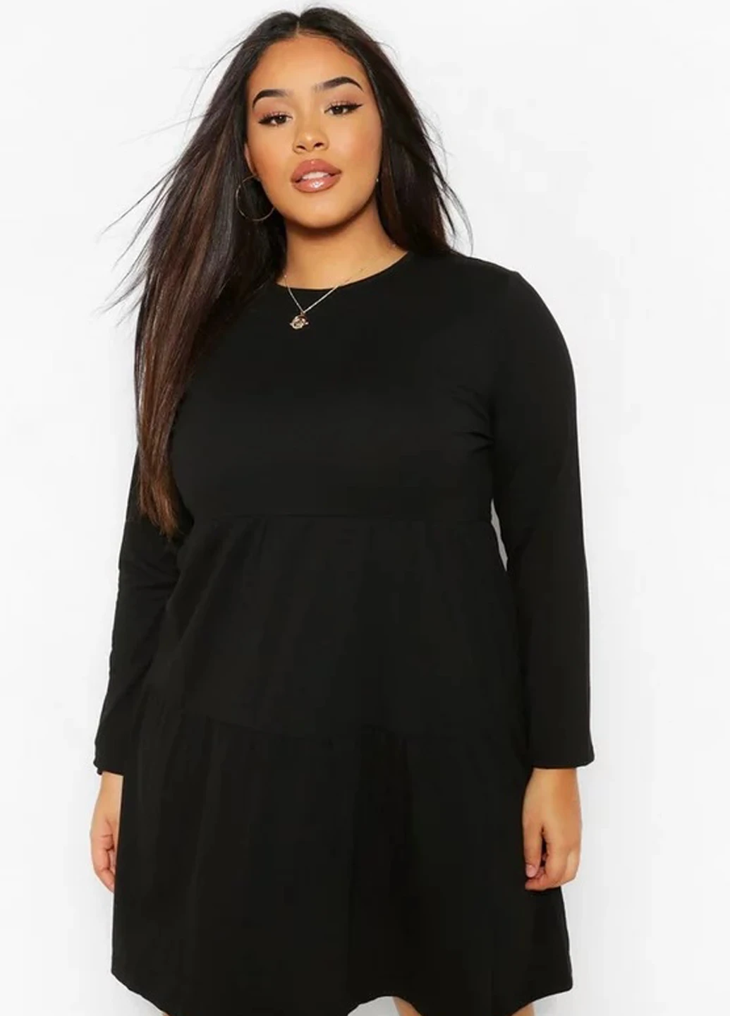 Черное кэжуал платье клеш Boohoo однотонное